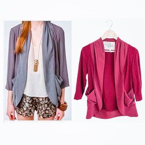 Urban Outfitters' Kimchi Blue EUC Maroon Open Front 3/4 Sleeves Light Blazer XS